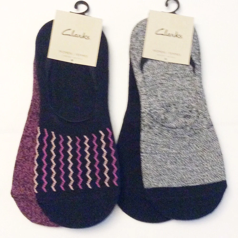 Clarks Woman’s No Show Socks 4 Pairs Black Gray